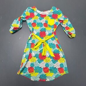 Soybu Dress Girls 10/12 Blue Floral 3/4 Sleeve Tie Waist Stretch Casual Kids